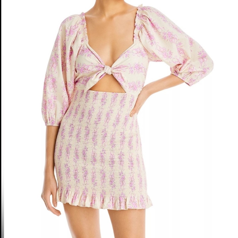 LoveShackFancy Bow Print Mini Dress